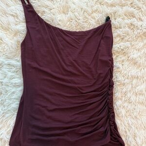 Bailey 44 Deep Burgundy One Shoulder Ruched Top
